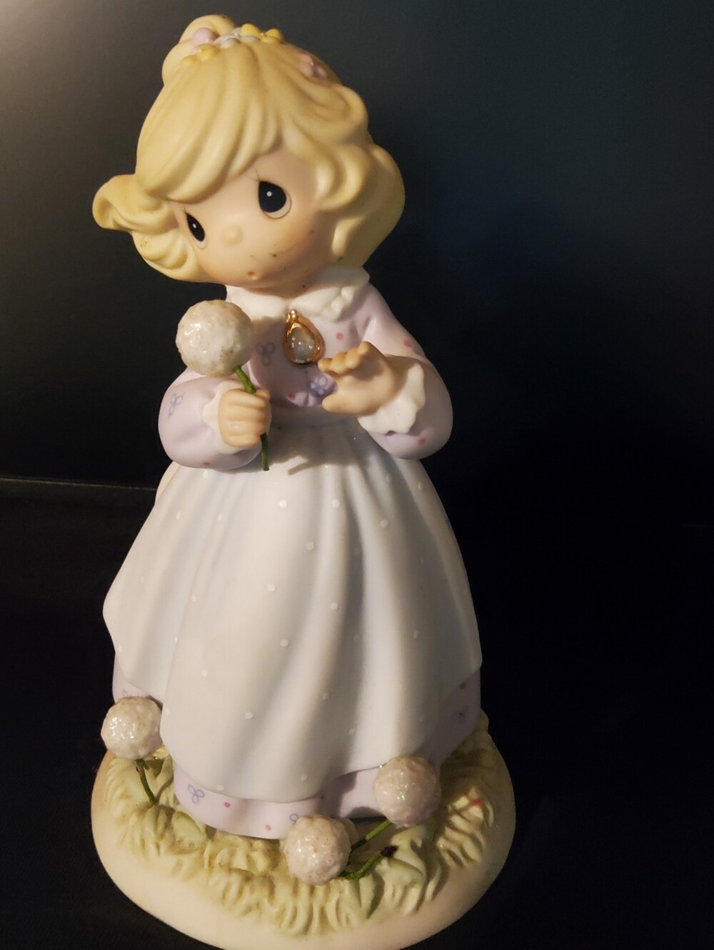 Precious Moments Cream and Light Pink Dandelion Girl Figurine